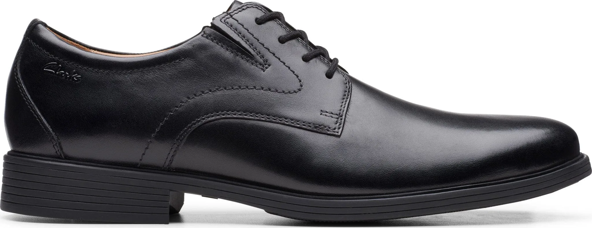 Clarks Men's Whiddon Plain Dress Shoes- Black Leather Matte Dress Shoes