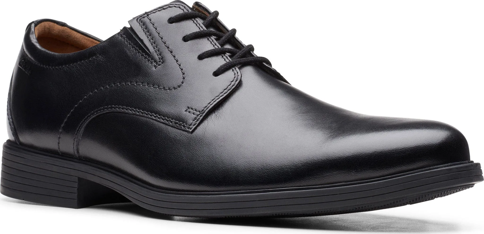 Shoes With Shirt Dress Clarks Men's Whiddon Plain Dress Shoes- Black Leather