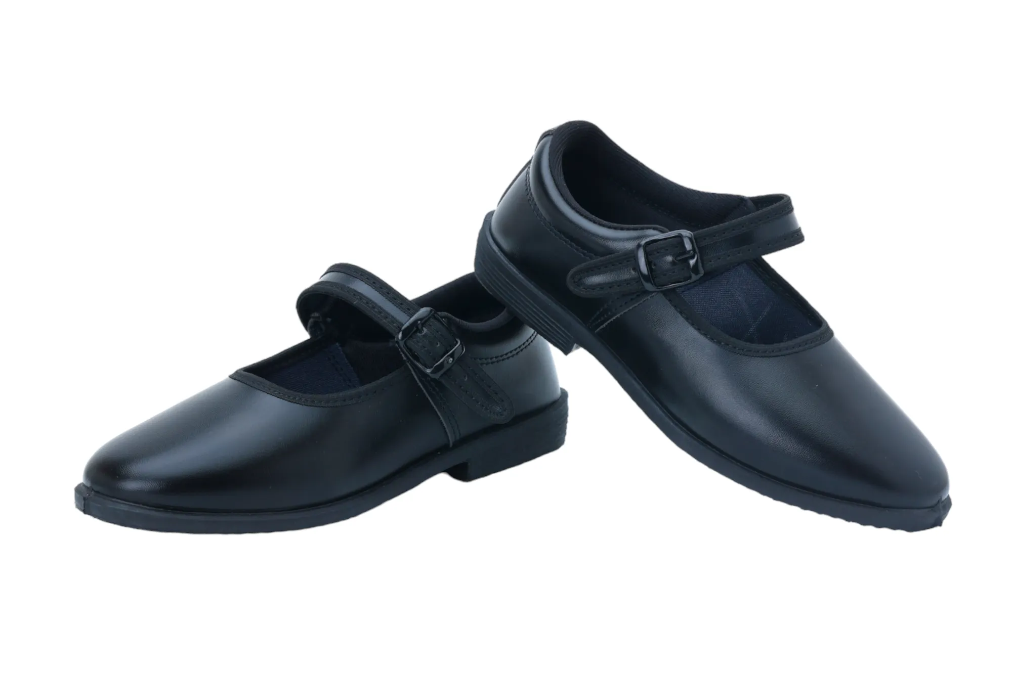 Leather Sock Boots School Shoes Girls (Black 1-2 Yrs) 59906