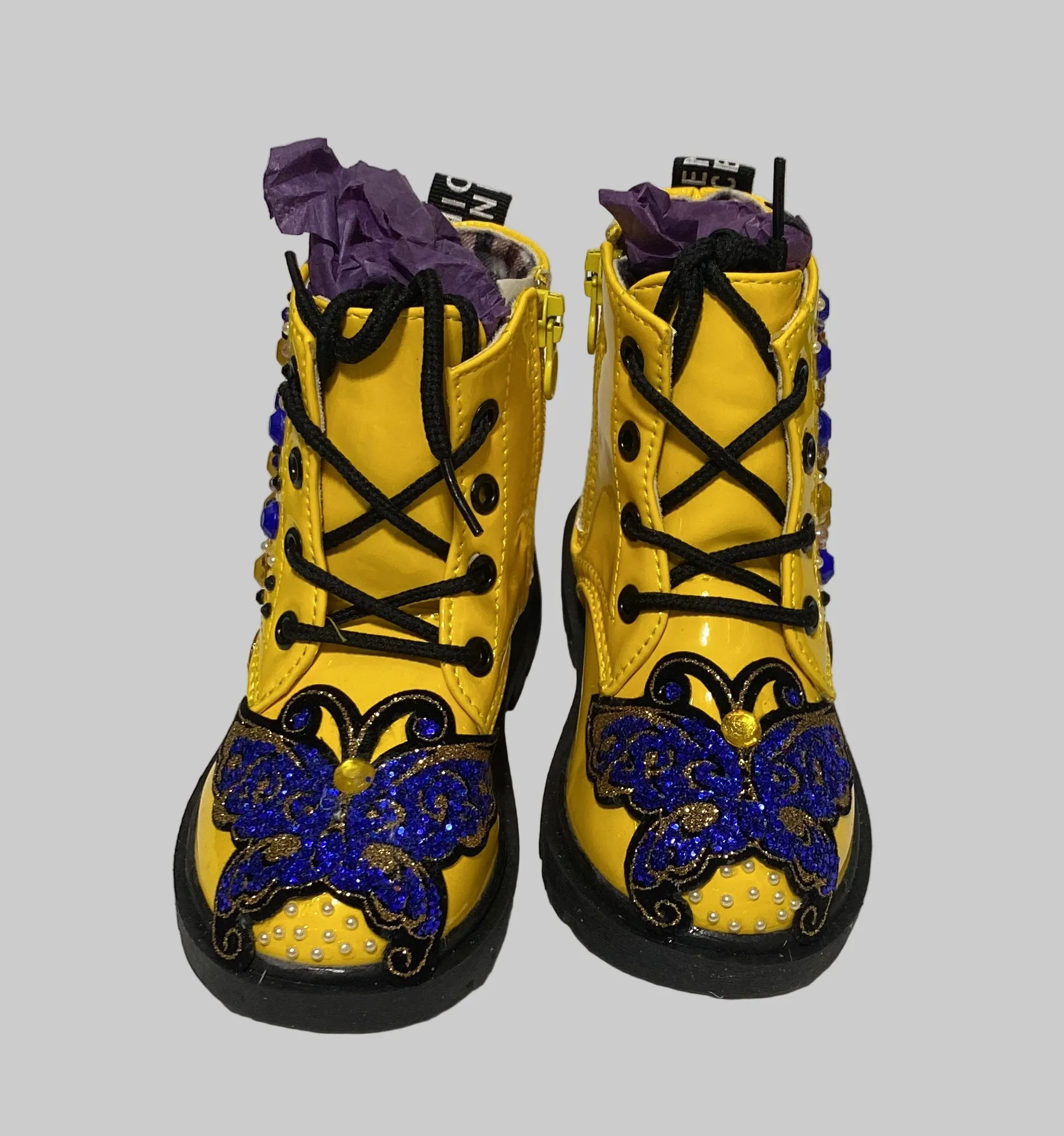 BUTTERFLY BLUE CUSTOM ONE OF A KIND YELLOW BOOTS Shoes Adidas Soccer