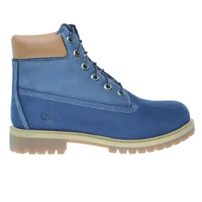 Snake Bite Proof Hiking Boots Timberland 6Inch Premium Big Kids Waterproof Boots Blue/Light Blue