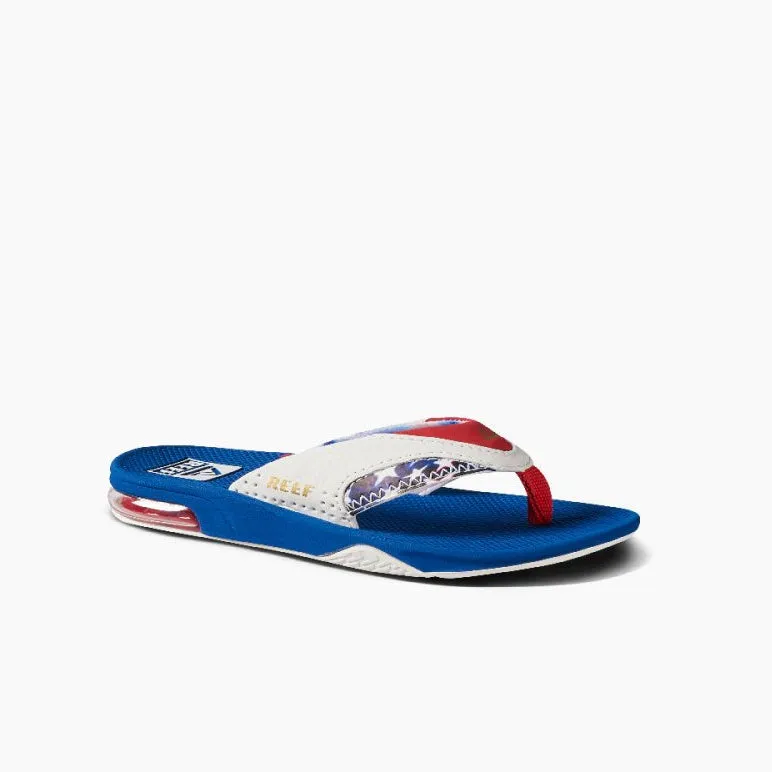 Reef Kids Fanning - Red White & Blue Double Wide Width Sandals Arch Support