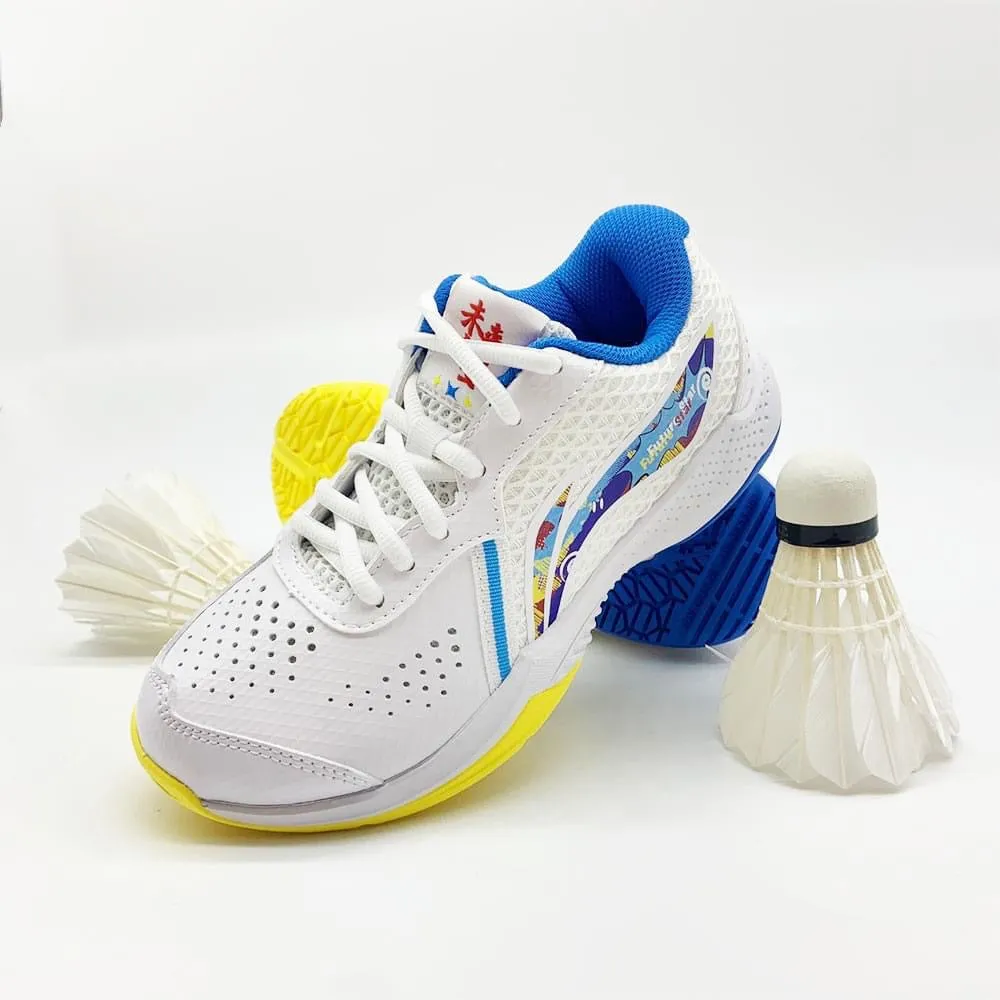 Li Ning Lei Ting Badminton Kid's Shoe [White/Blue] AYTT014-3 Best Light Tennis Shoes