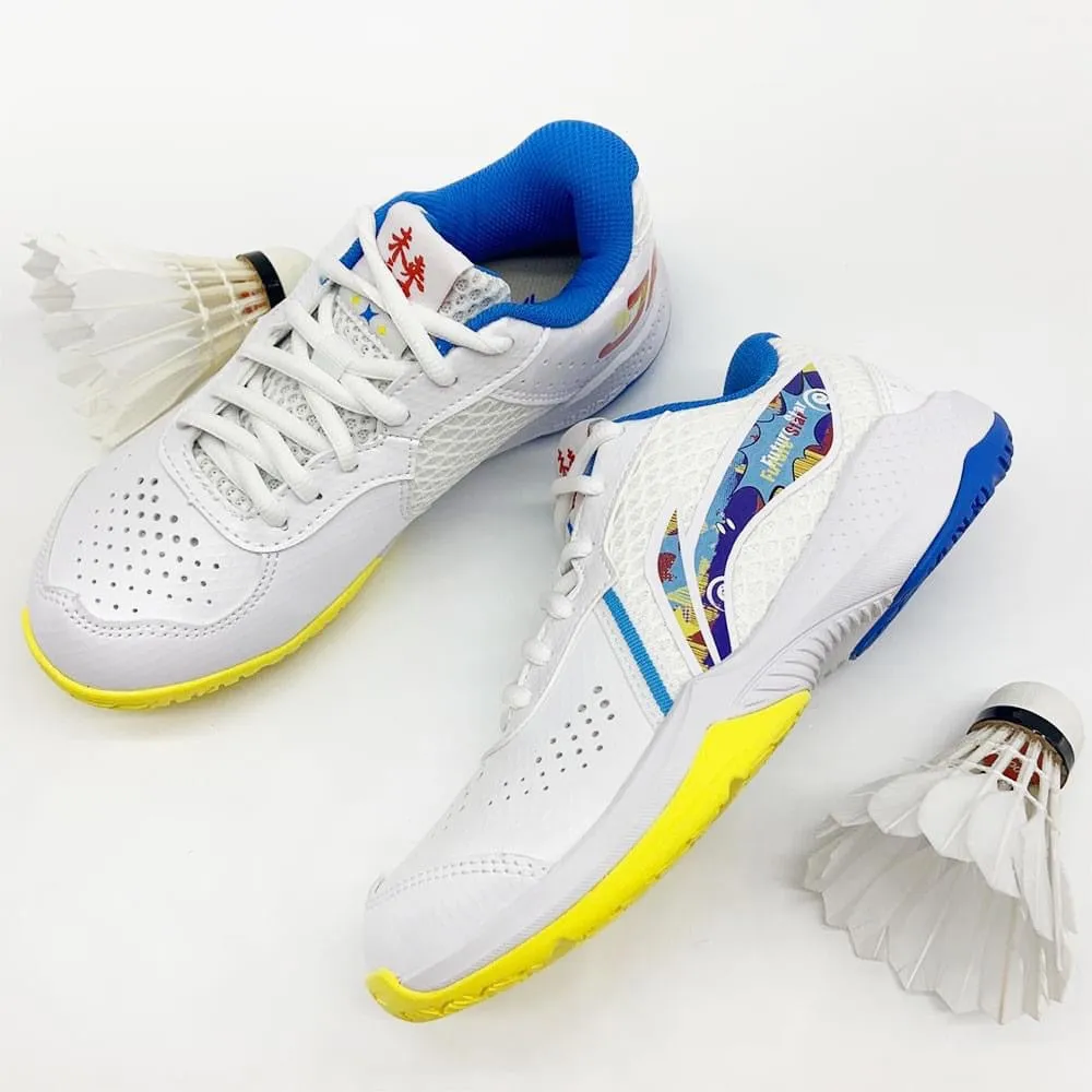 Asics Tennis Shoes On Sale Li Ning Lei Ting Badminton Kid's Shoe [White/Blue] AYTT014-3