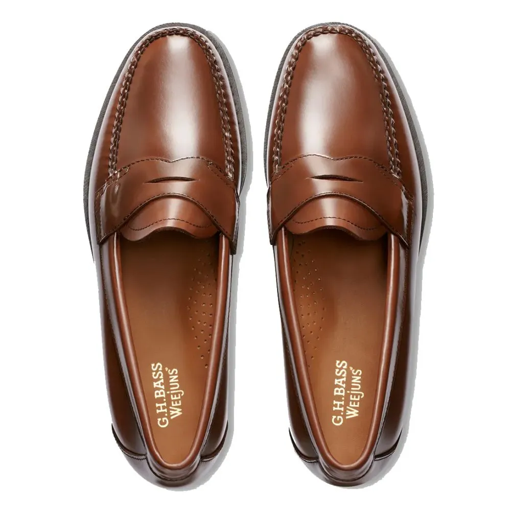 Aloha Loafers G.H Bass Men's 1936 Logan Flat Strap Weejuns Loafer in Cognac