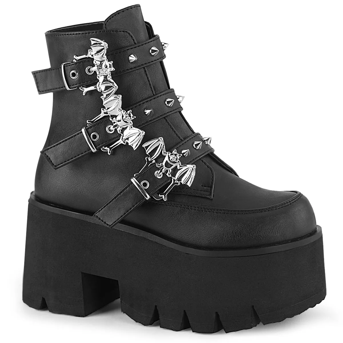 Rocker Sole Work Boots 3 Inch Heel ASHES-55 Black Pu