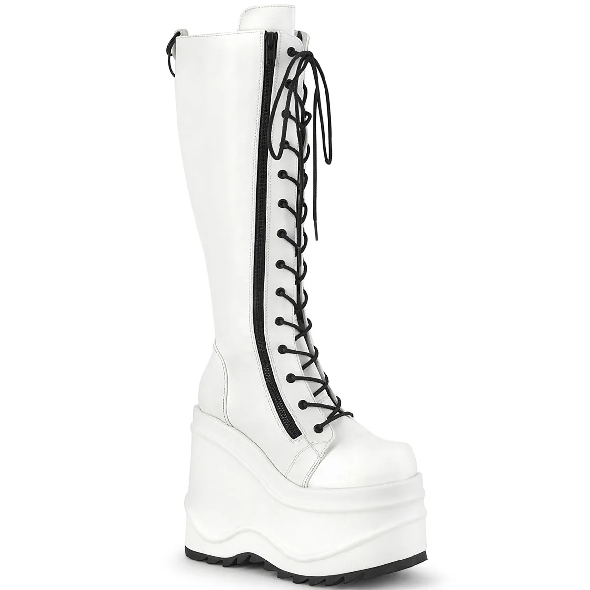 6 Inch Wedge Platform WAVE-200 White Work Boots 990