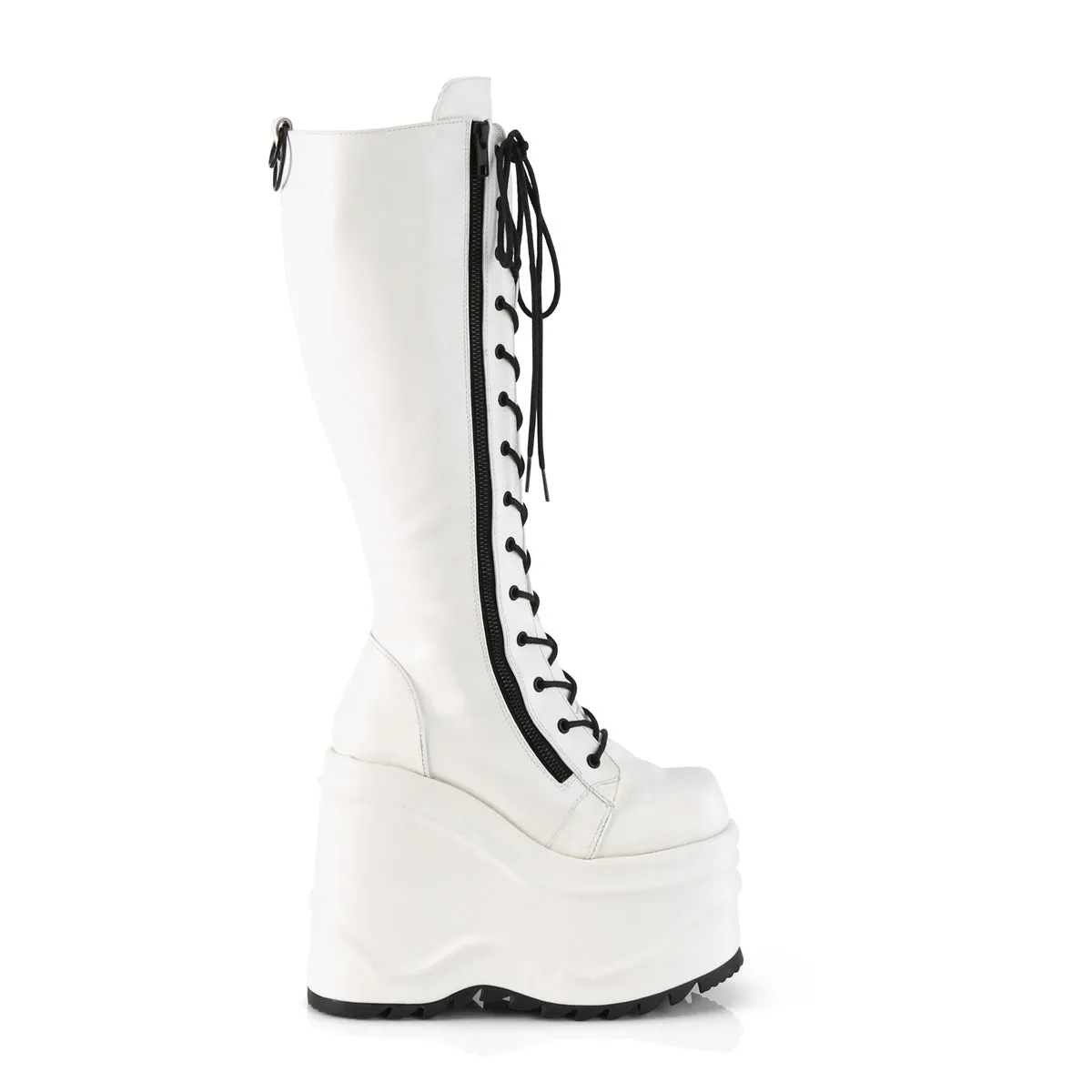 Battery Heated Work Boots 6 Inch Wedge Platform WAVE-200 White