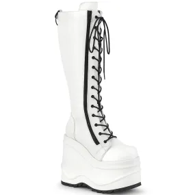Best Lasting Work Boots 6 Inch Wedge Platform WAVE-200 White