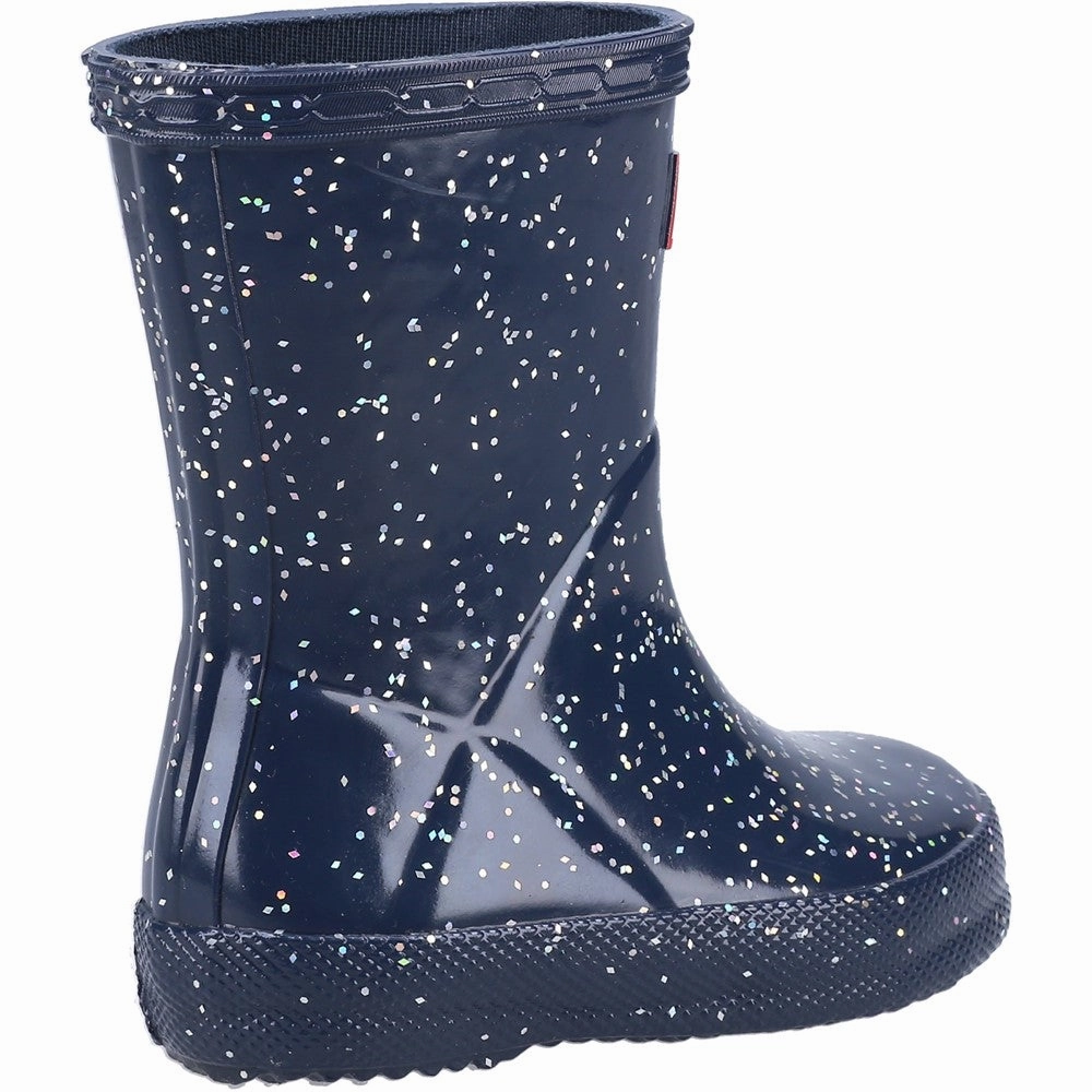 Hunter Kids First Classic Giant Glitter Rain Boots Lace Up Style