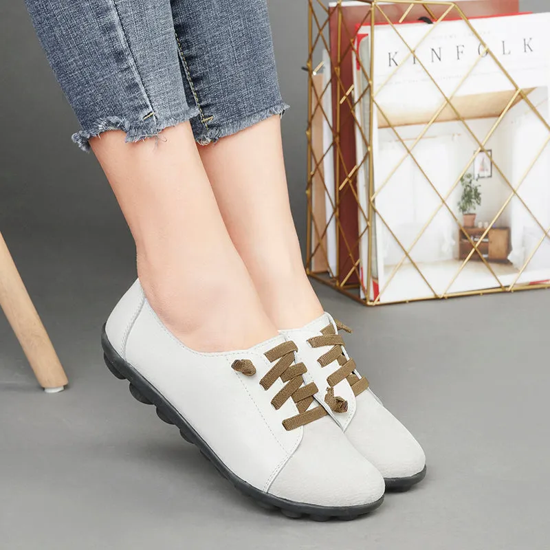 Genuine Leather Shoes Woman Autumn Ladies Shoes Ballet Flats Sneakers Women Oxford Shoes Moccains Bally Loafers