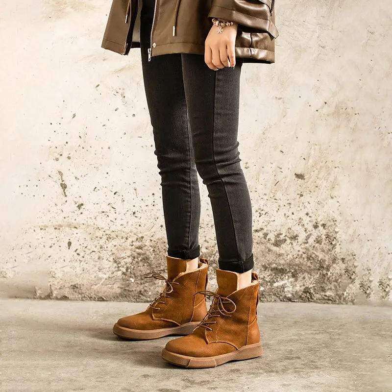 WaxingLeather Shearling Lined Short Boots for Winter Lace Up Snow Boots in Black/Coffee Merrell Snow Storm Waterproof Boot