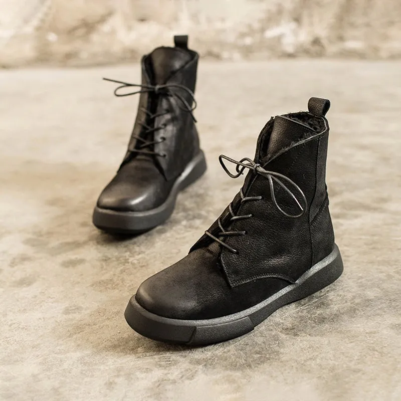 WaxingLeather Shearling Lined Short Boots for Winter Lace Up Snow Boots in Black/Coffee Giuseppe Zanotti Snow Boots