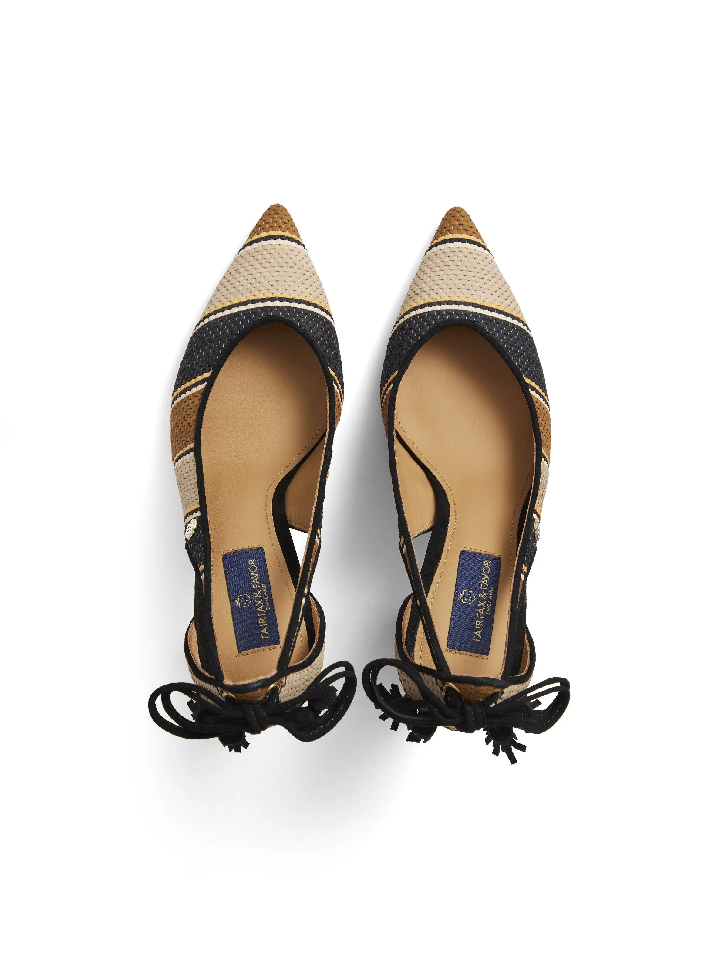 Loafers Spring Newbury Heel - Tan, Navy & Cream Weave