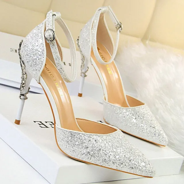 Woman Pumps Sequins High Heels Women Shoes Fashion Ladies Shoes High Heels Big