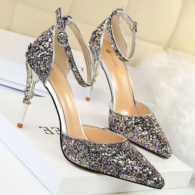 Hell On Heels Woman Pumps Sequins High Heels Women Shoes Fashion Ladies Shoes