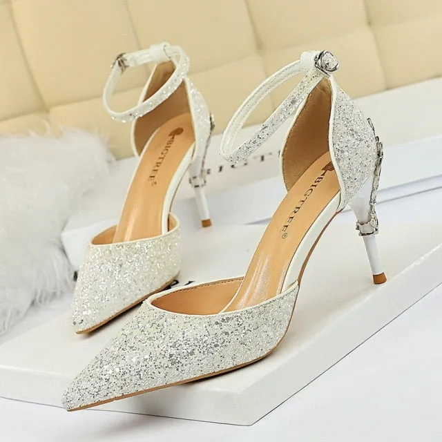 Woman Pumps Sequins High Heels Women Shoes Fashion Ladies Shoes High Heel Shoe Tape Dispenser