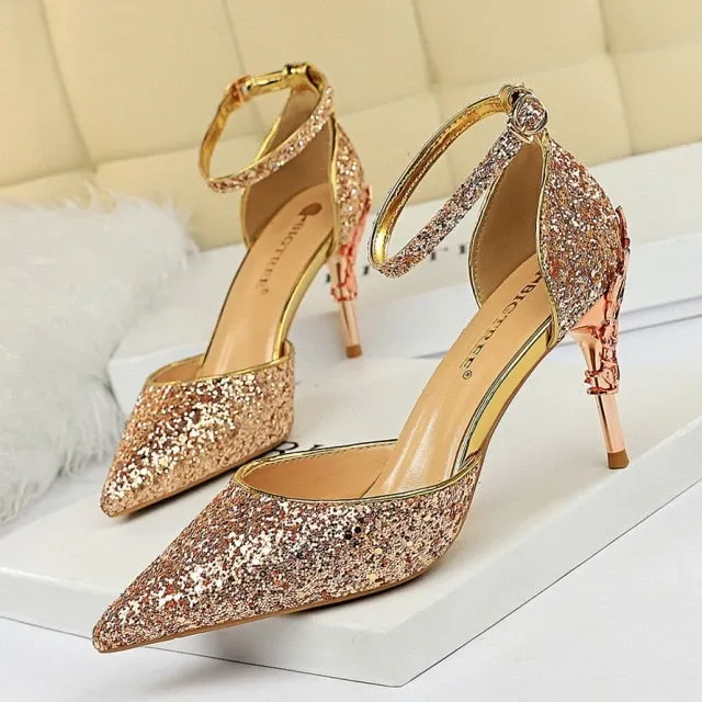 Woman Pumps Sequins High Heels Women Shoes Fashion Ladies Shoes Walk In High Heels