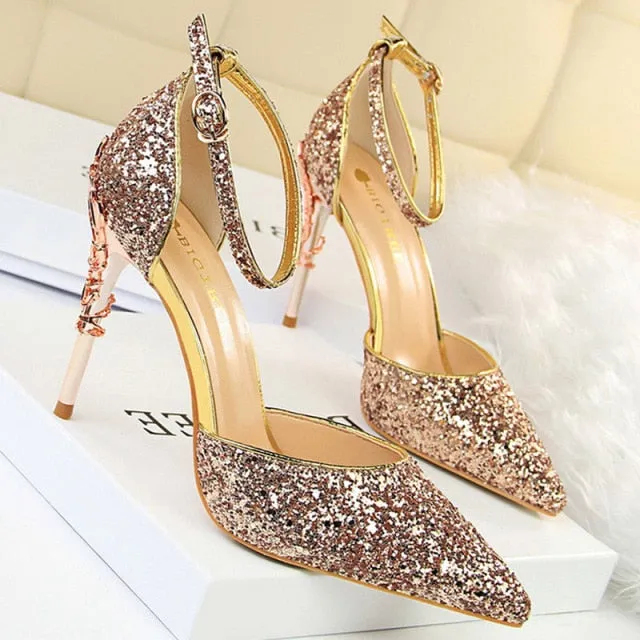 High Heel Song Woman Pumps Sequins High Heels Women Shoes Fashion Ladies Shoes