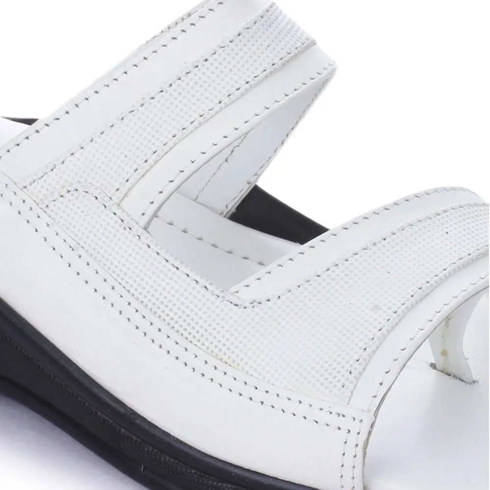 Coolers Casual (White) Slippers For Men 2050-01 By Liberty Wide Toe Slippers