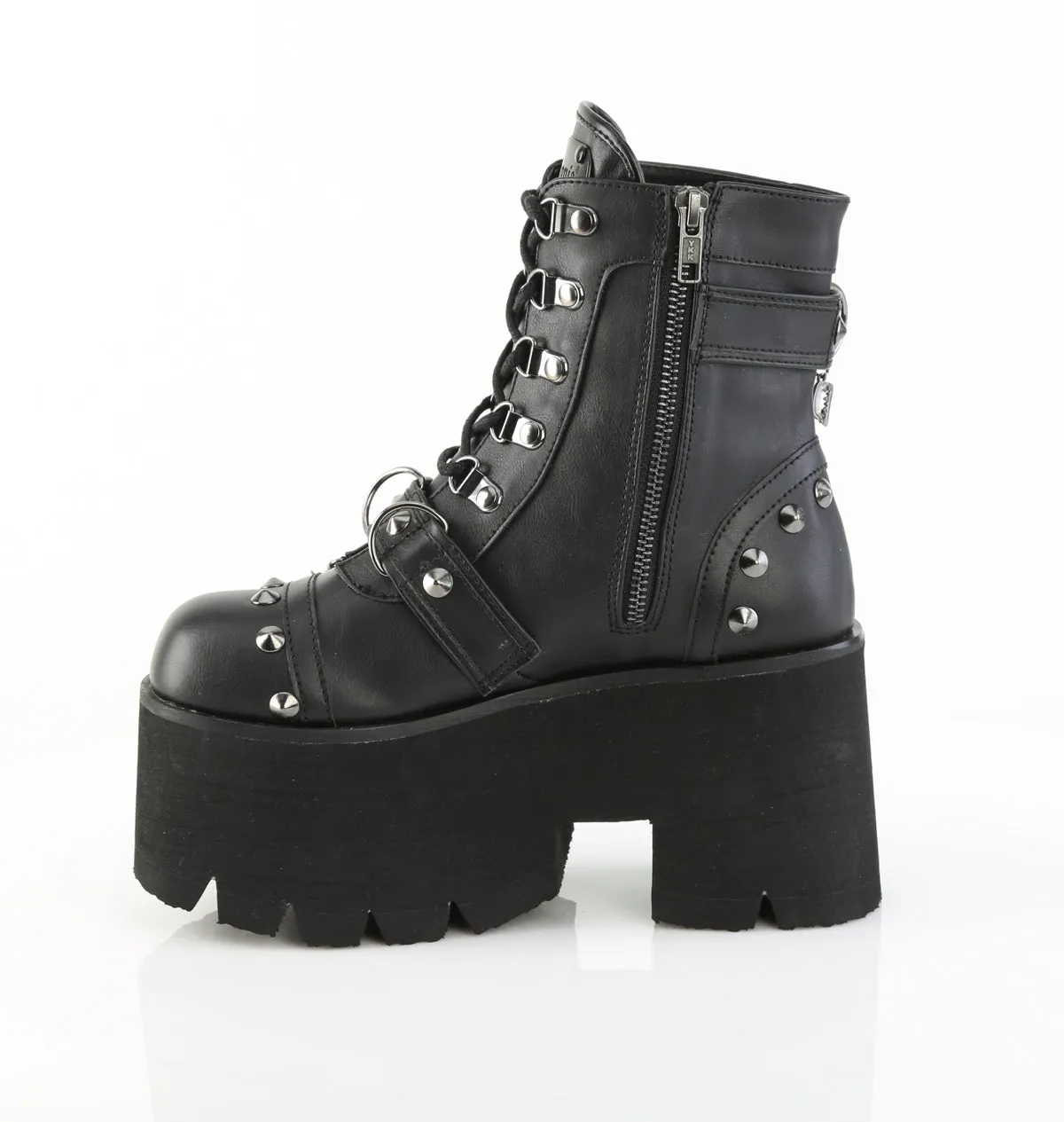 Good Adidas Walking Shoes ASHES-52 DemoniaCult Black Vegan Leather Sexy Women's Ankle Boots (Alternative Footwear)