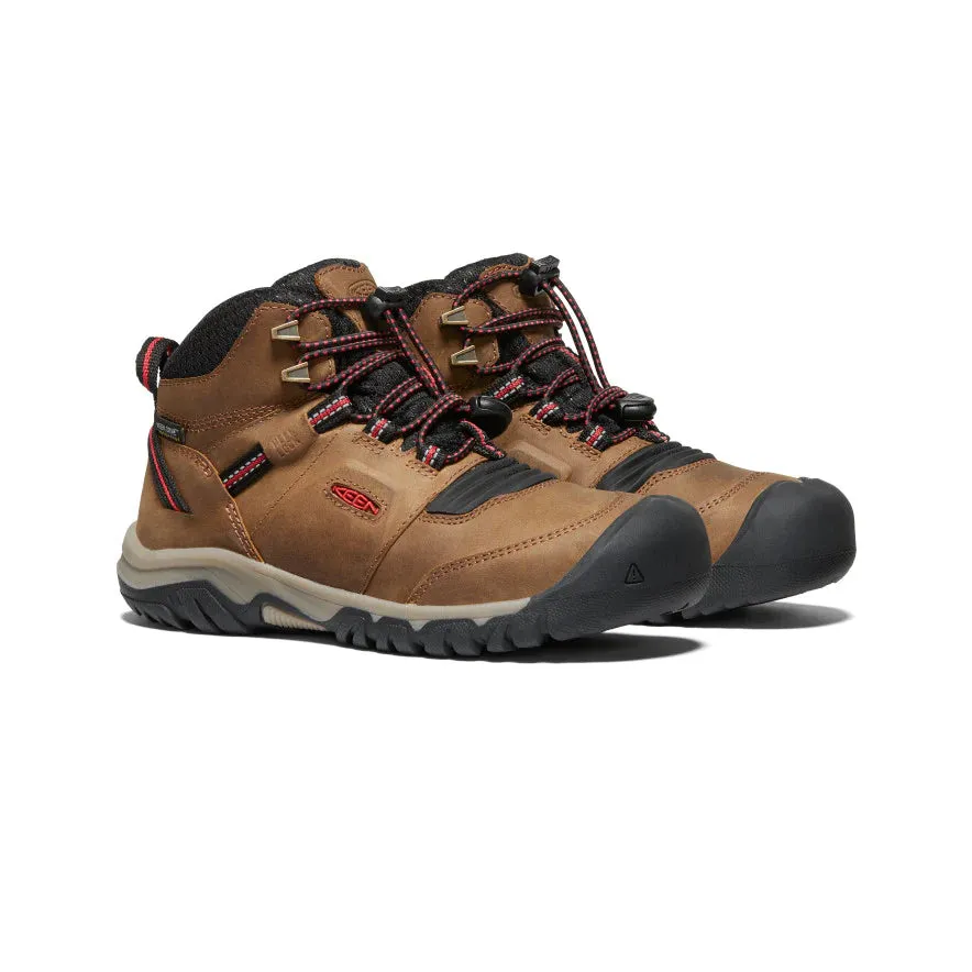 Merrell Hiking Boots Sale Keen Youth Ridge Flex Mid Waterproof Boot (Sizes 1 - 7) - Bison/Red Carpet