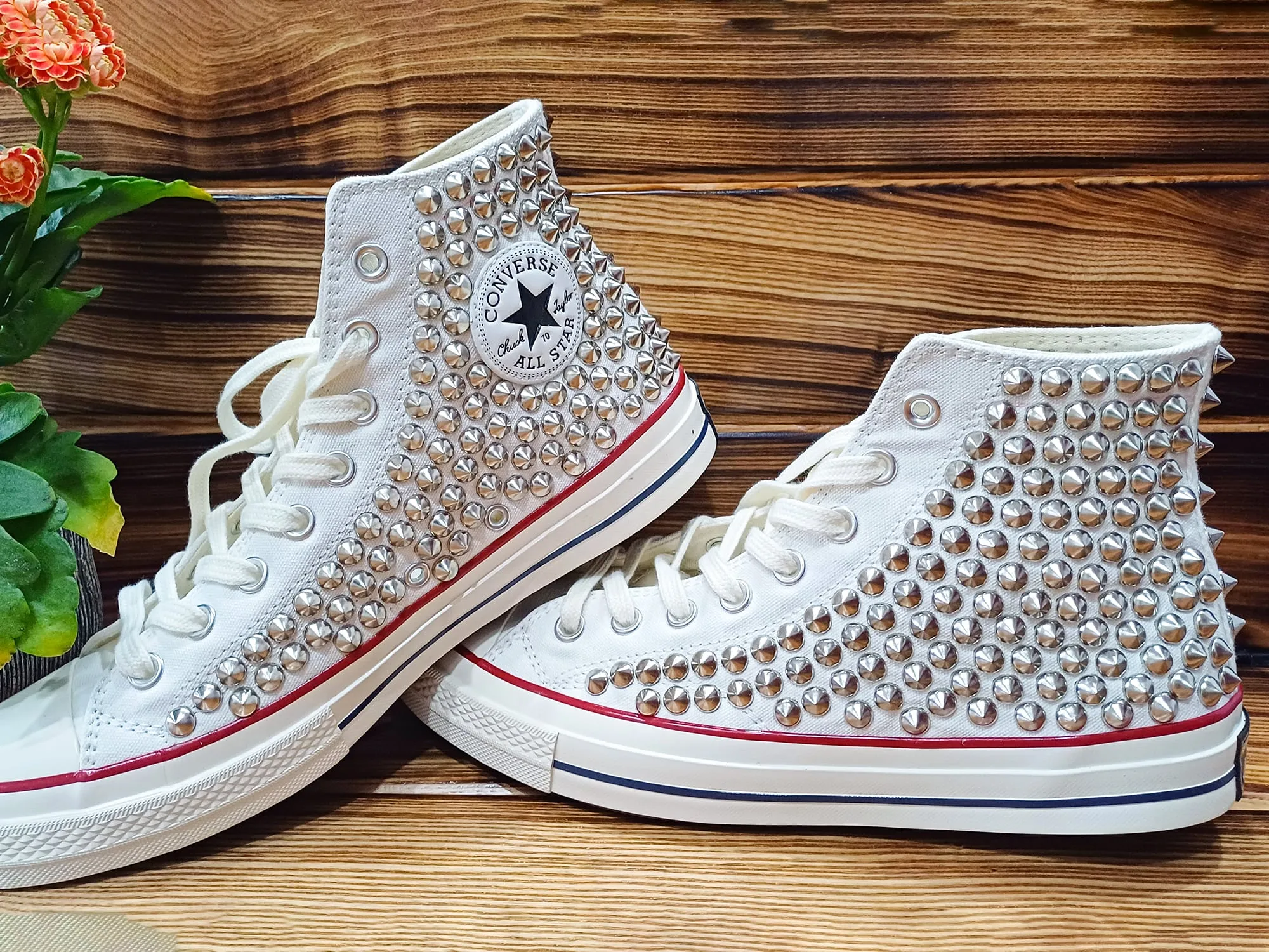 Converse chuck taylor white high top studded shoes Asics Street Style Shoes