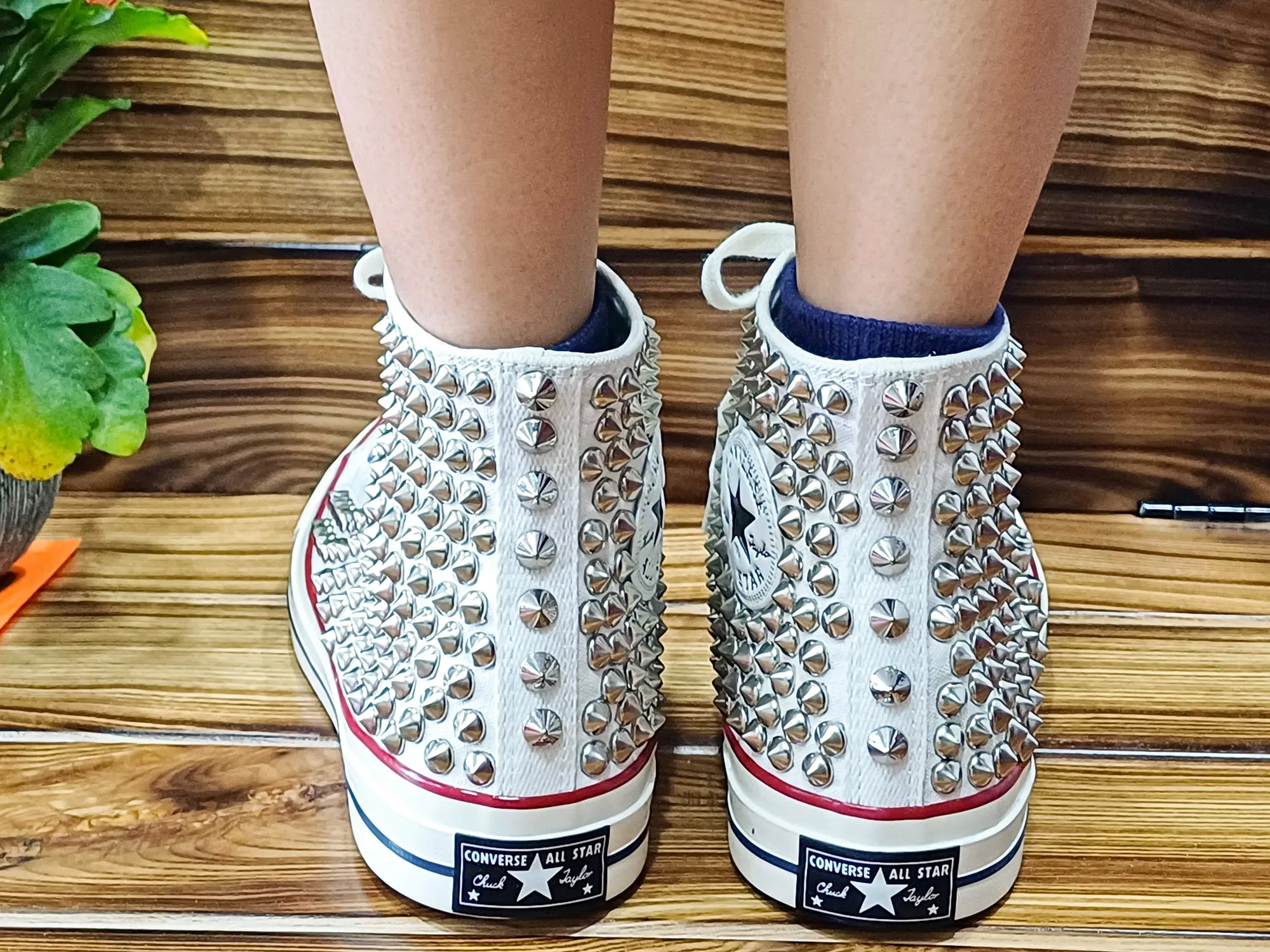 Volleyball Shoes Asics Converse chuck taylor white high top studded shoes