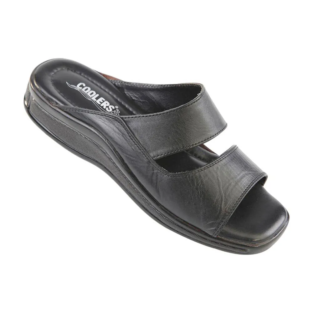 Coolers Casual Black Slippers For Men 2050-02 By Liberty Embroidered Slippers