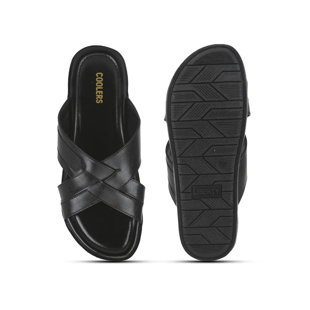 Coolers Casual Slippers For Men (Black) SUBWAY-1E By Liberty Buckle Slide Sandals
