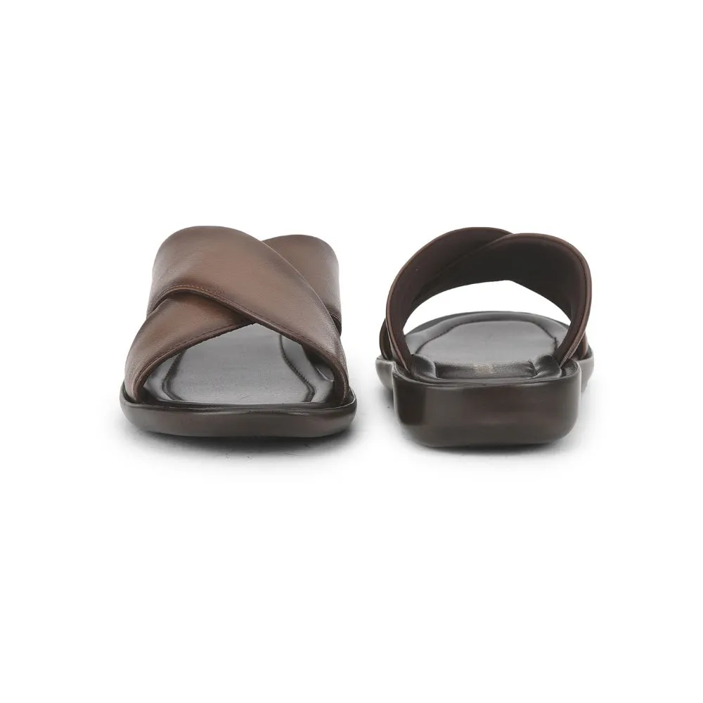 Coolers Casual Slippers For Men (Tan) CROSS-1E By Liberty Hands Free Slippers