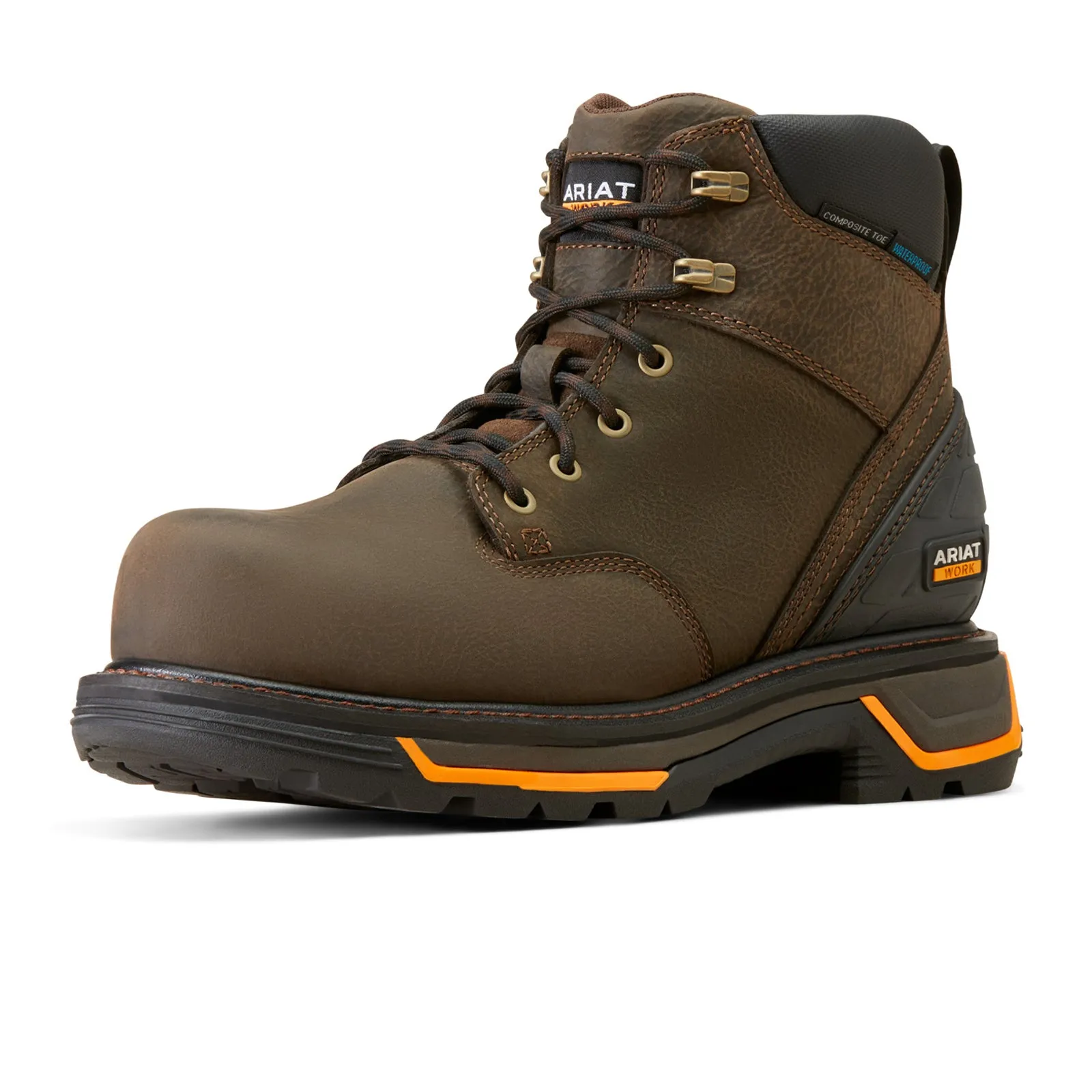10.5 Eee Work Boots Ariat MNS Big Rig 6" Waterproof Composite Toe Work Boot (Men) - Iron Coffee