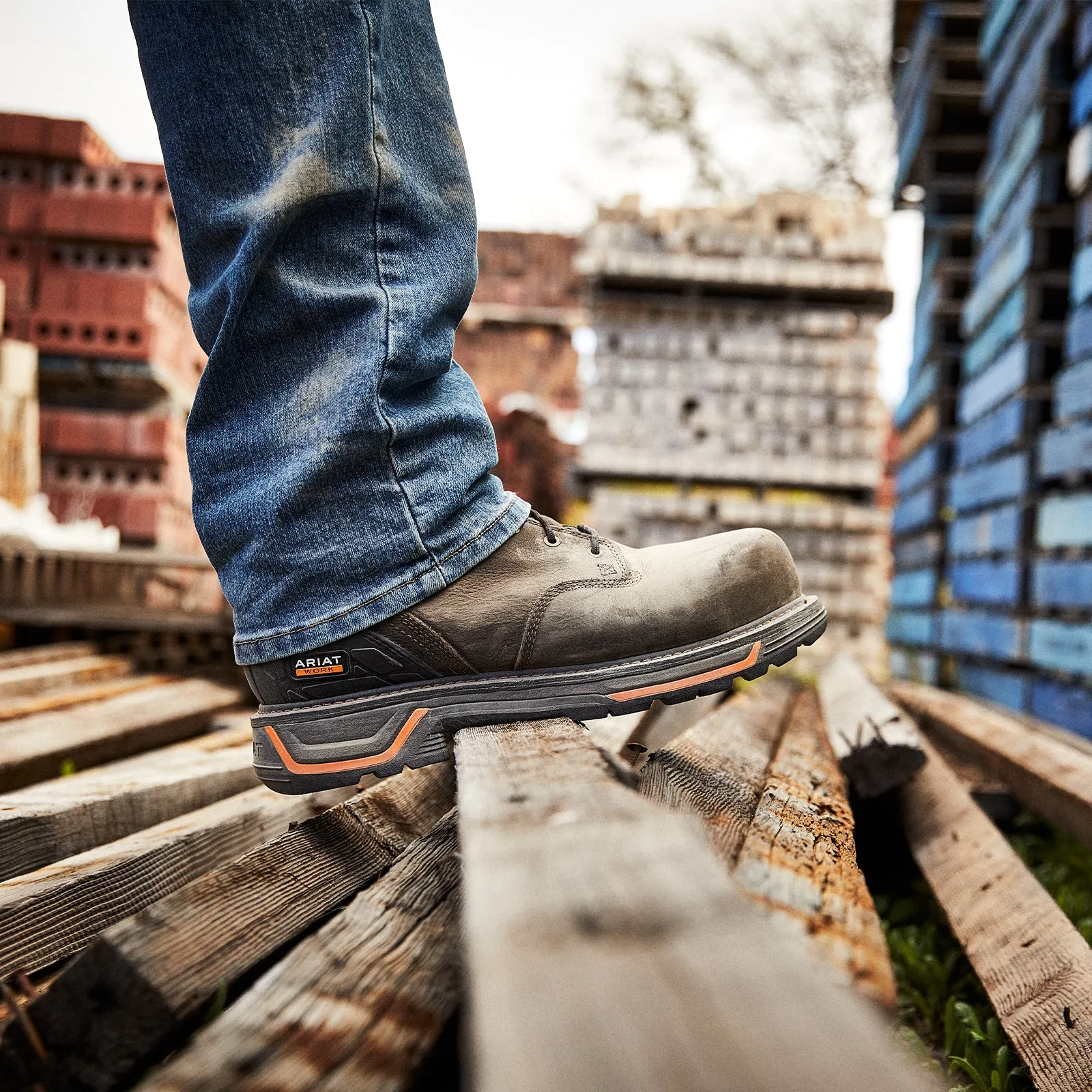 Flat Heel Work Boots Ariat MNS Big Rig 6" Waterproof Composite Toe Work Boot (Men) - Iron Coffee