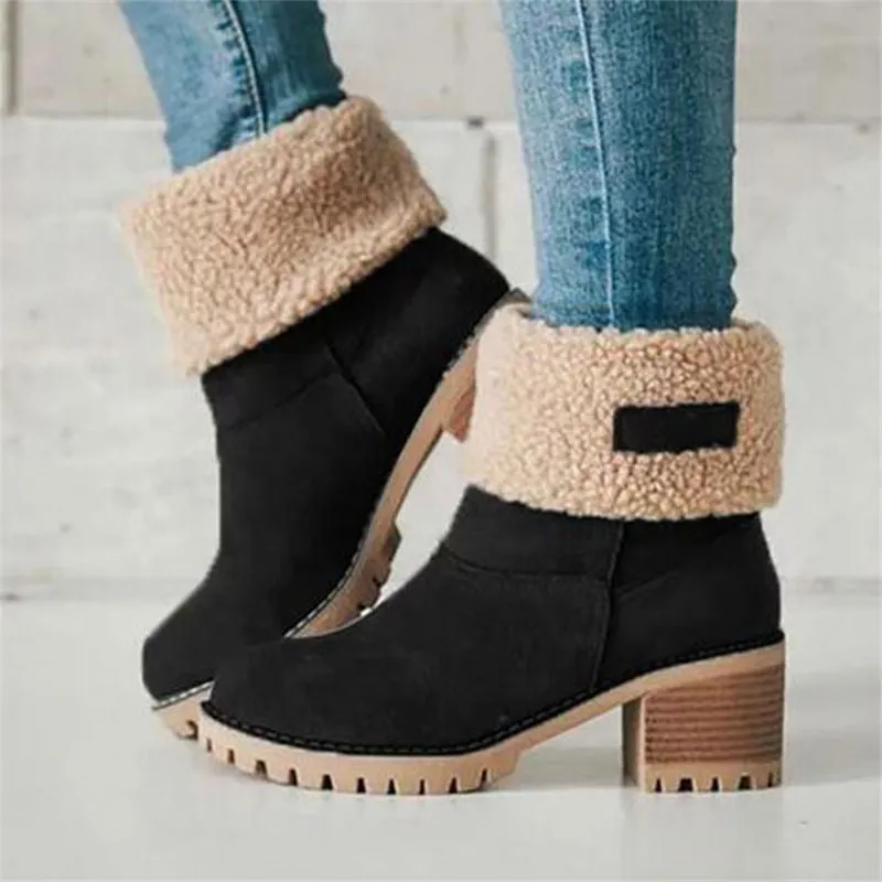 Snow Boots Utah Women Winter Fur Warm Snow Boots Ladies Warm wool booties Ankle Boot Comfortable Shoes plus size 35-43 Casual Women Mid Boots