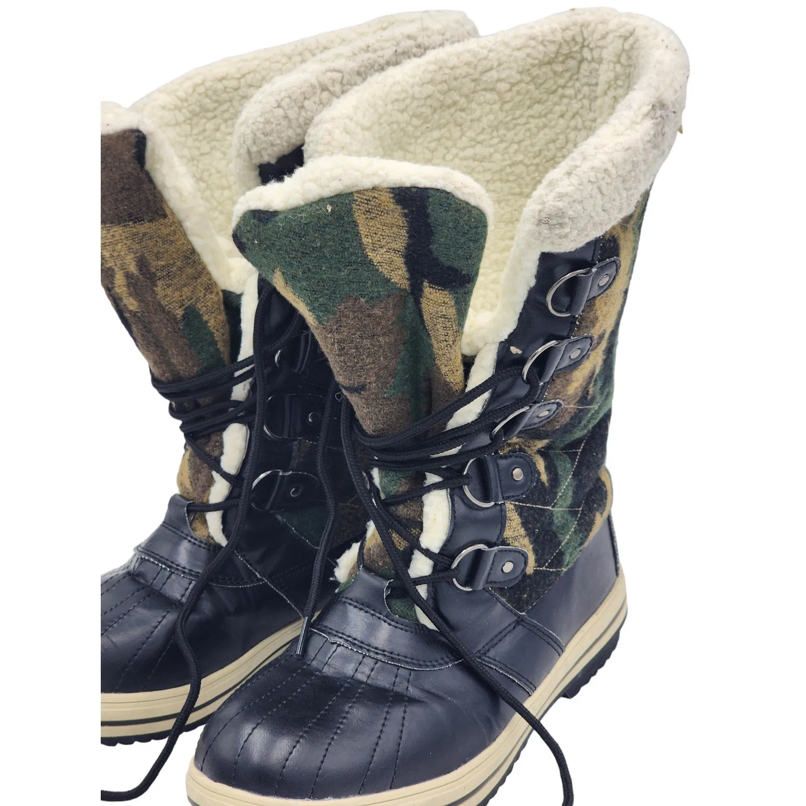 Sociology Boots Women 10 Camouflage LaceUp Winter Snow Faux Fur Lined Waterproof Stylish Winter Boots For Snow