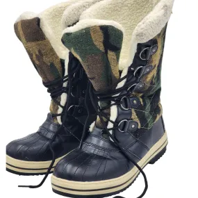 Sociology Boots Women 10 Camouflage LaceUp Winter Snow Faux Fur Lined Waterproof Barts Snow Boots
