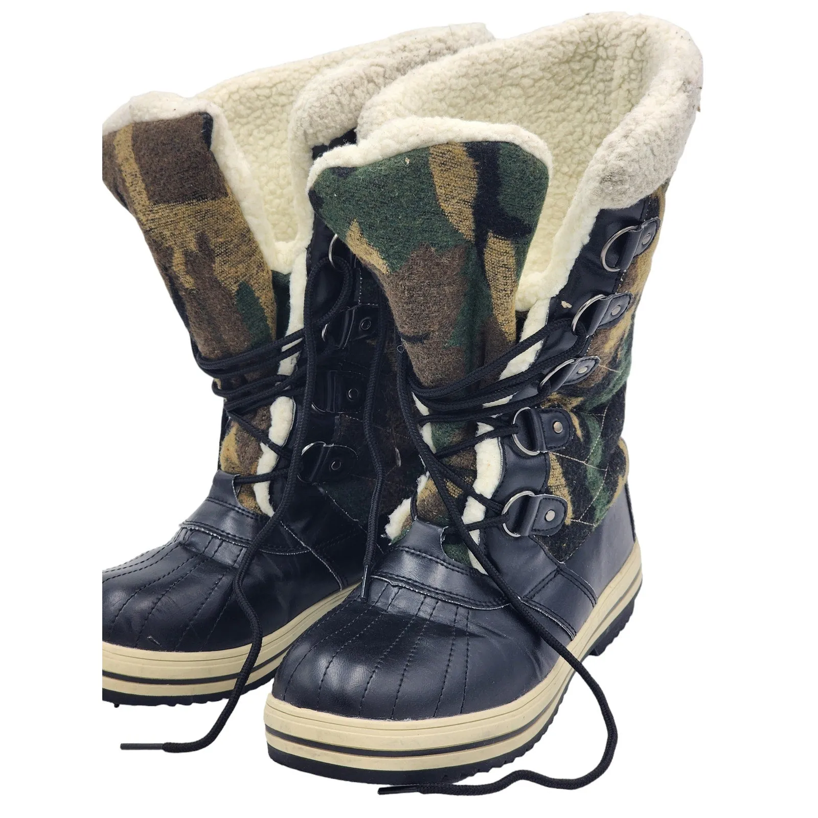 Sociology Boots Women 10 Camouflage LaceUp Winter Snow Faux Fur Lined Waterproof Ryka Solace Snow Boot