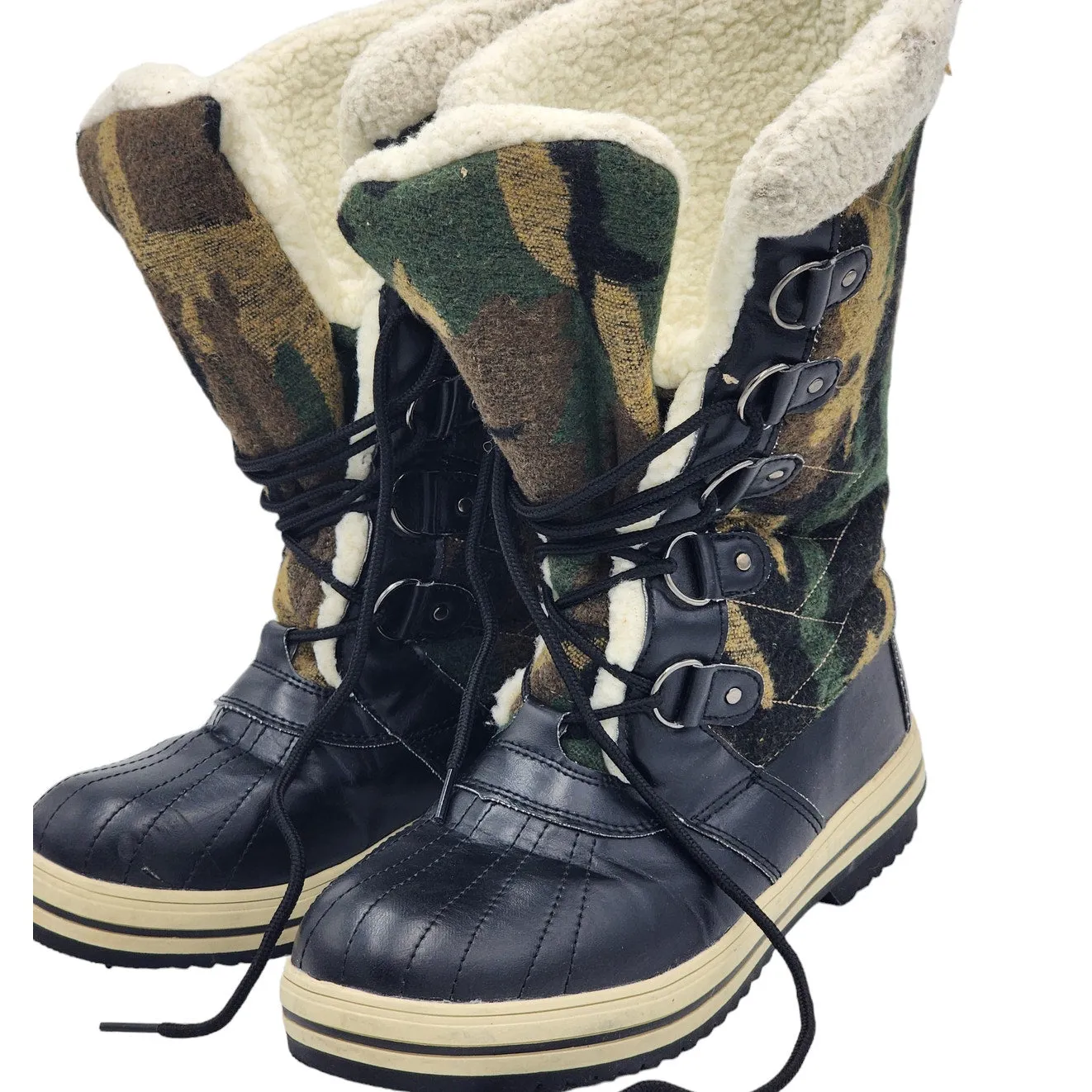 Warm Stylish Snow Boots Sociology Boots Women 10 Camouflage LaceUp Winter Snow Faux Fur Lined Waterproof