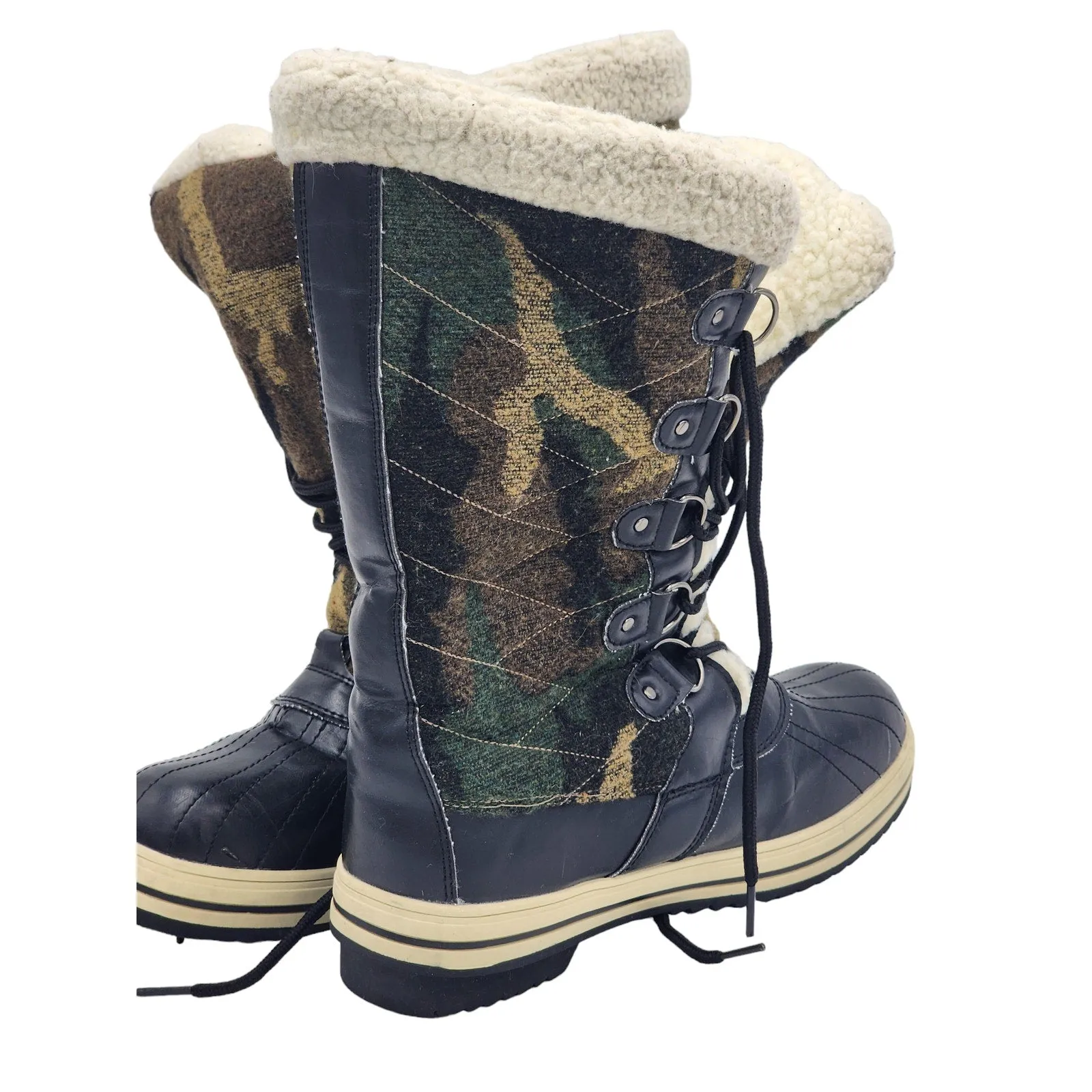 Sociology Boots Women 10 Camouflage LaceUp Winter Snow Faux Fur Lined Waterproof Squall Mid Packable Winter Snow Boots