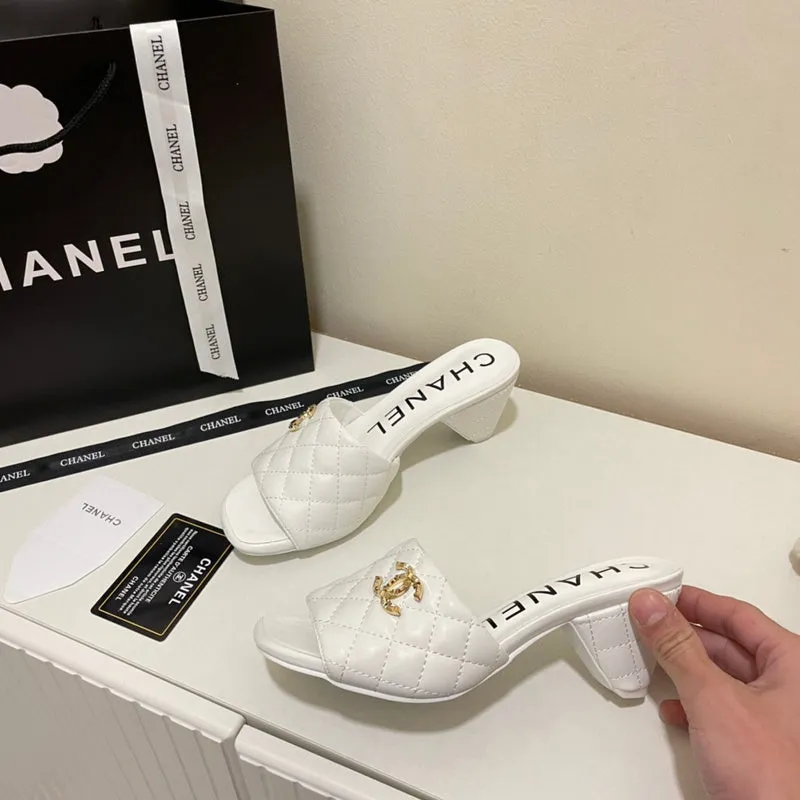 MCS54 Leather slippers Women Heel 6CM shoes 35-41 With box Infant Ballet Slippers