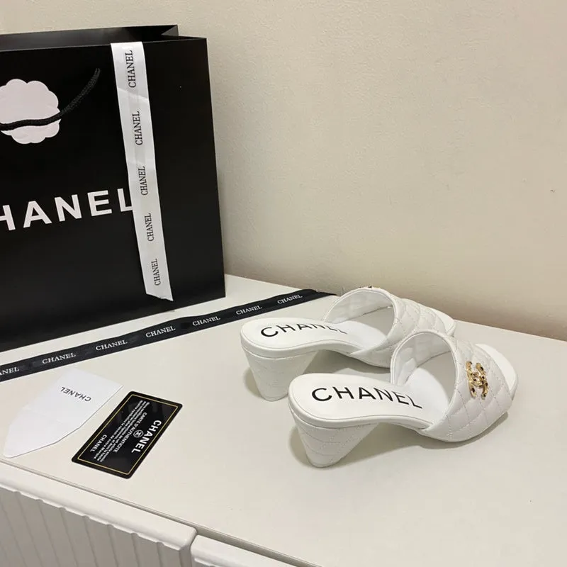 MCS54 Leather slippers Women Heel 6CM shoes 35-41 With box Arched Slippers