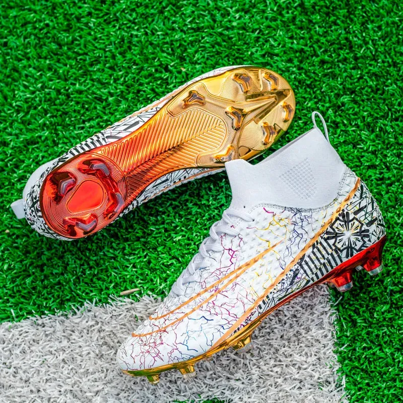 CR High Top Golden Soccer Cleats/Gold Plated Soles Ronaldo Style