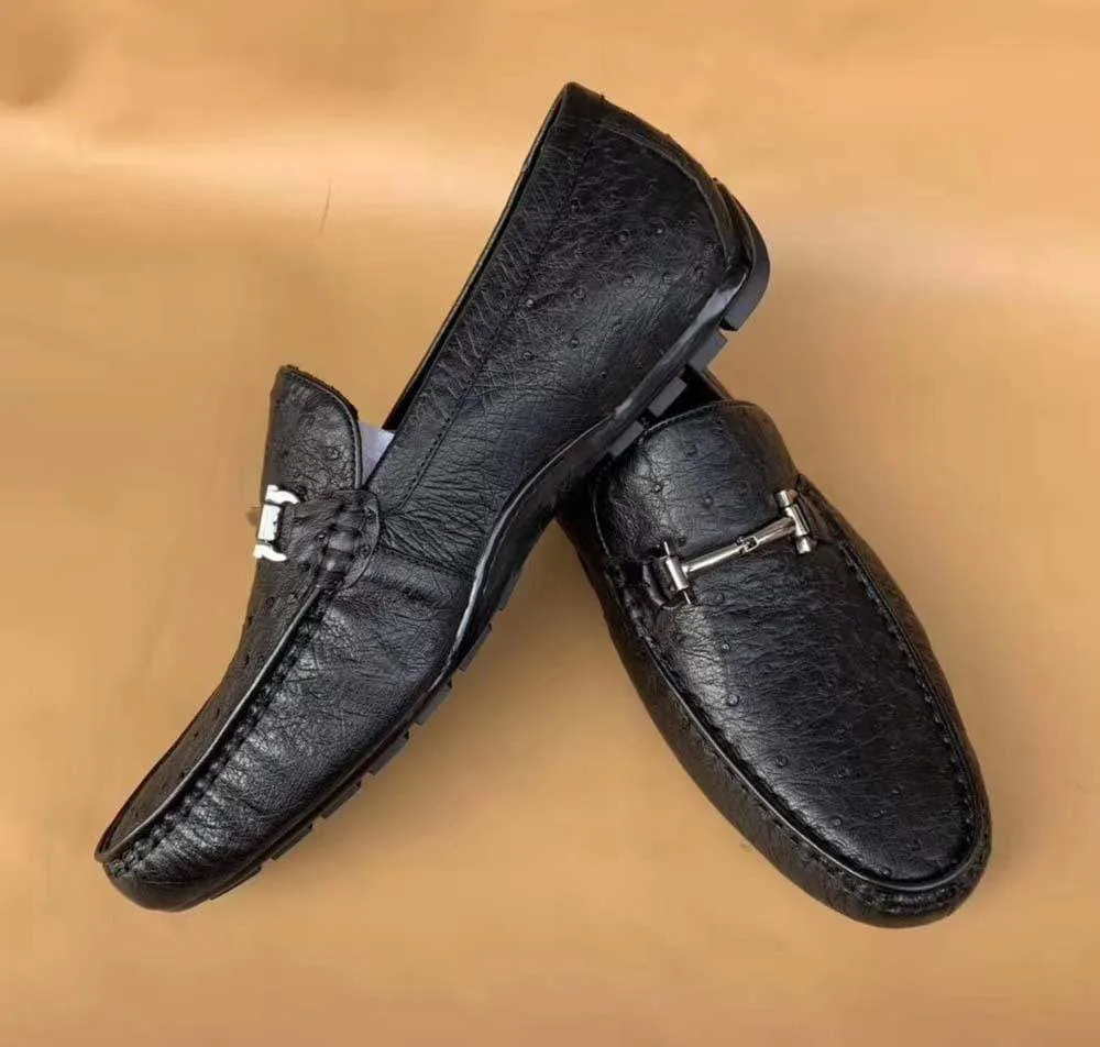 Crocodile Shoes Men's Ostirch Leather Loafers Shoes Fashion Driving Shoes Business Dress Loafter Shoes Car Shoes Black Asic Shoes Gel X