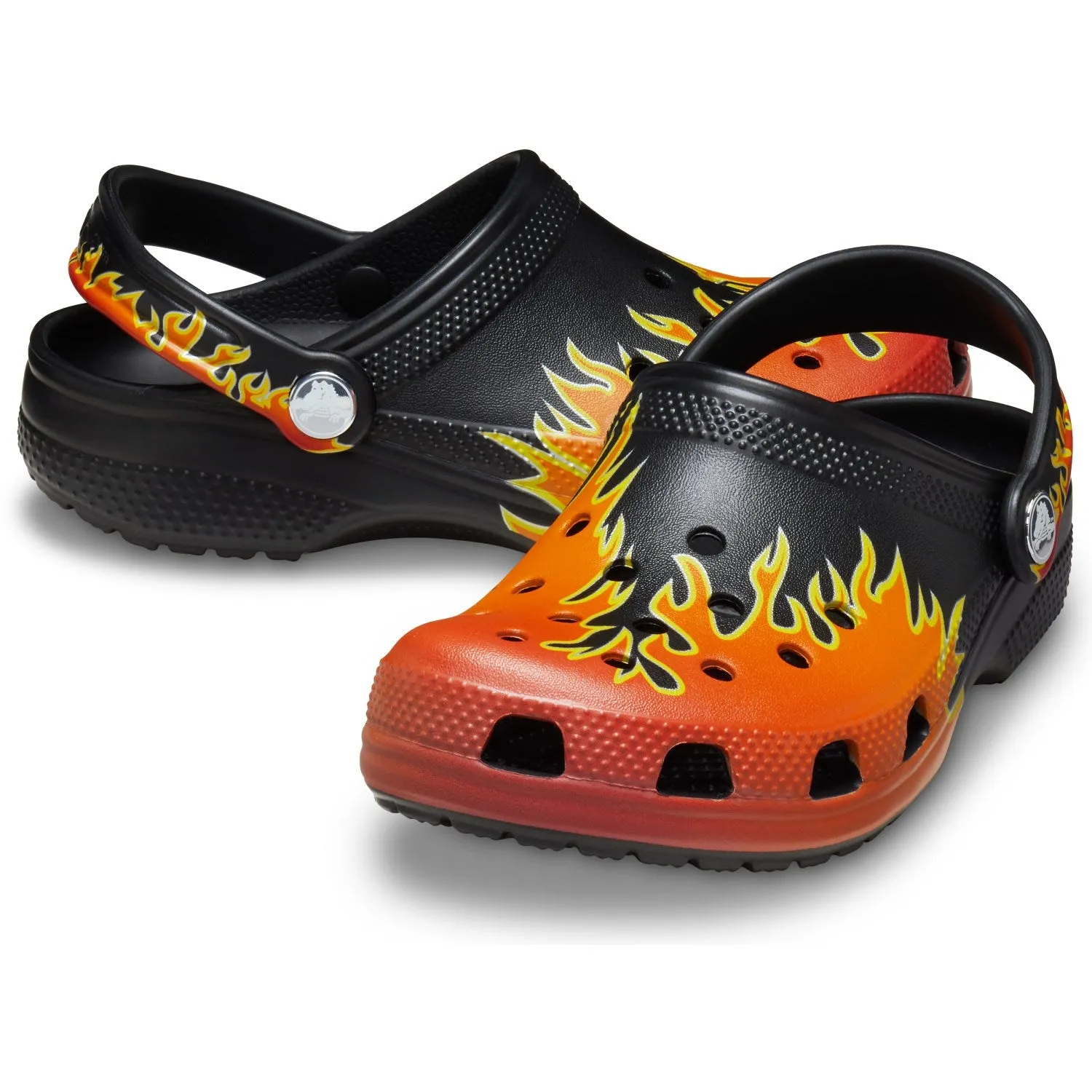 Crocs Black/Multi Classic Flames Clog Sandals Factory Outlet