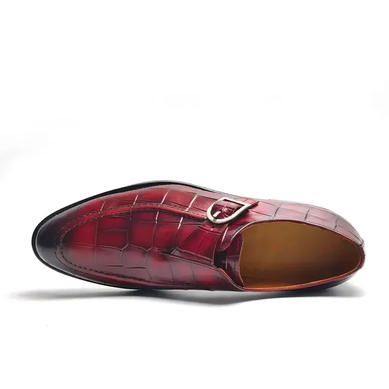 Red Crocodile Pattern Buckle Men's Shoes Asics Shoes Gel 1130