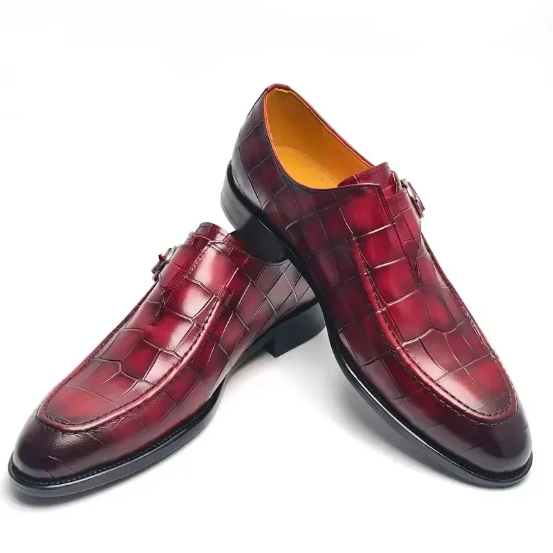 Red Crocodile Pattern Buckle Men's Shoes Asics Lyte Wrestling Shoes