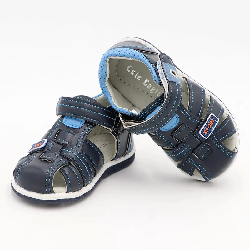 Straps For Sandals Cute eagle Summer Boys Orthopedic Sandals Pu Leather Toddler Kids Shoes for Boys Closed Toe Baby Flat  Shoes  Size 20-30 New