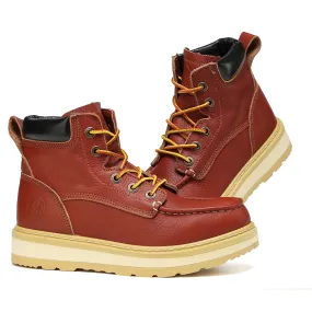 Most Comfortable Lace Up Work Boots CW 303 Work Boots 6 inch for Men Water Resistant Moc Toe