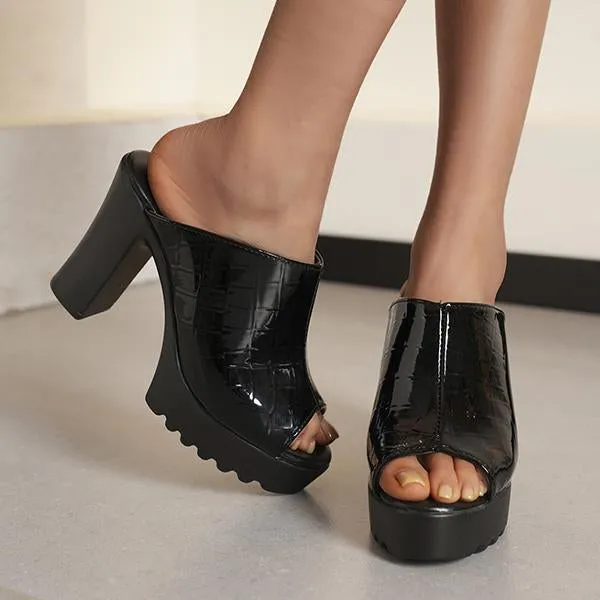 Ralph Lauren Slippers Women's Fashionable Fish Mouth Thick Heel Slippers 74186059S