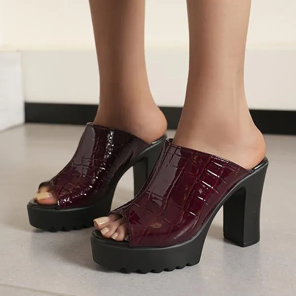 Slippers Costco Women's Fashionable Fish Mouth Thick Heel Slippers 74186059S